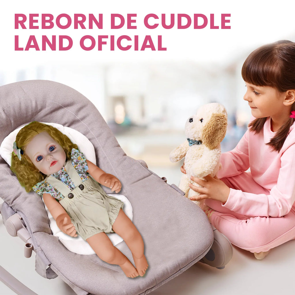 Cuddle Land® Muñeco Bebé tipo Reborn de 55cm con Ropa, Pañal, Biberon y Chupete – Juguete Tierno para Niñas y Niños a Partir de 3 Años – Extremidades Móviles y Tacto Suave para Abrazar y Jugar