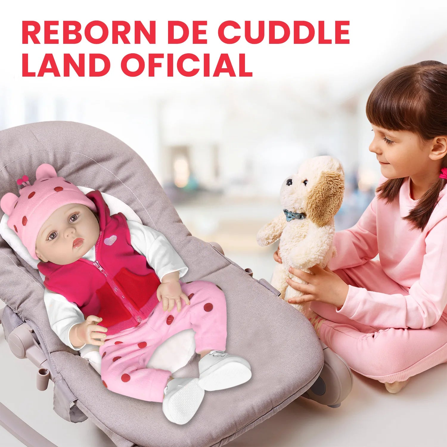 Cuddle Land® Muñeco Bebé tipo Reborn de 55cm con Ropa, Pañal, Biberon y Chupete – Juguete Tierno para Niñas y Niños a Partir de 3 Años – Extremidades Móviles y Tacto Suave para Abrazar y Jugar