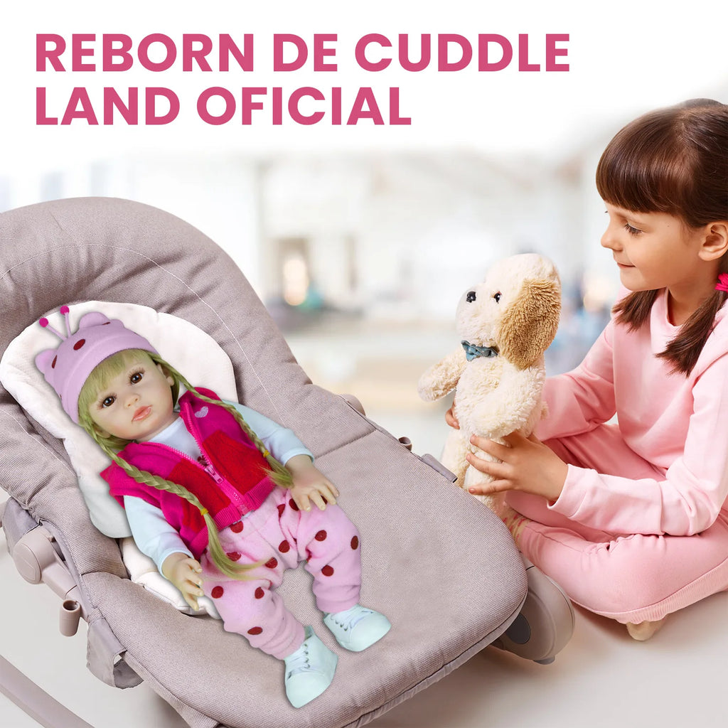 Cuddle Land® Muñeco Bebé tipo Reborn de 47cm con Ropa, Pañal, Biberon y Chupete – Juguete Tierno para Niñas y Niños a Partir de 3 Años – Extremidades Móviles y Tacto Suave para Abrazar y Jugar