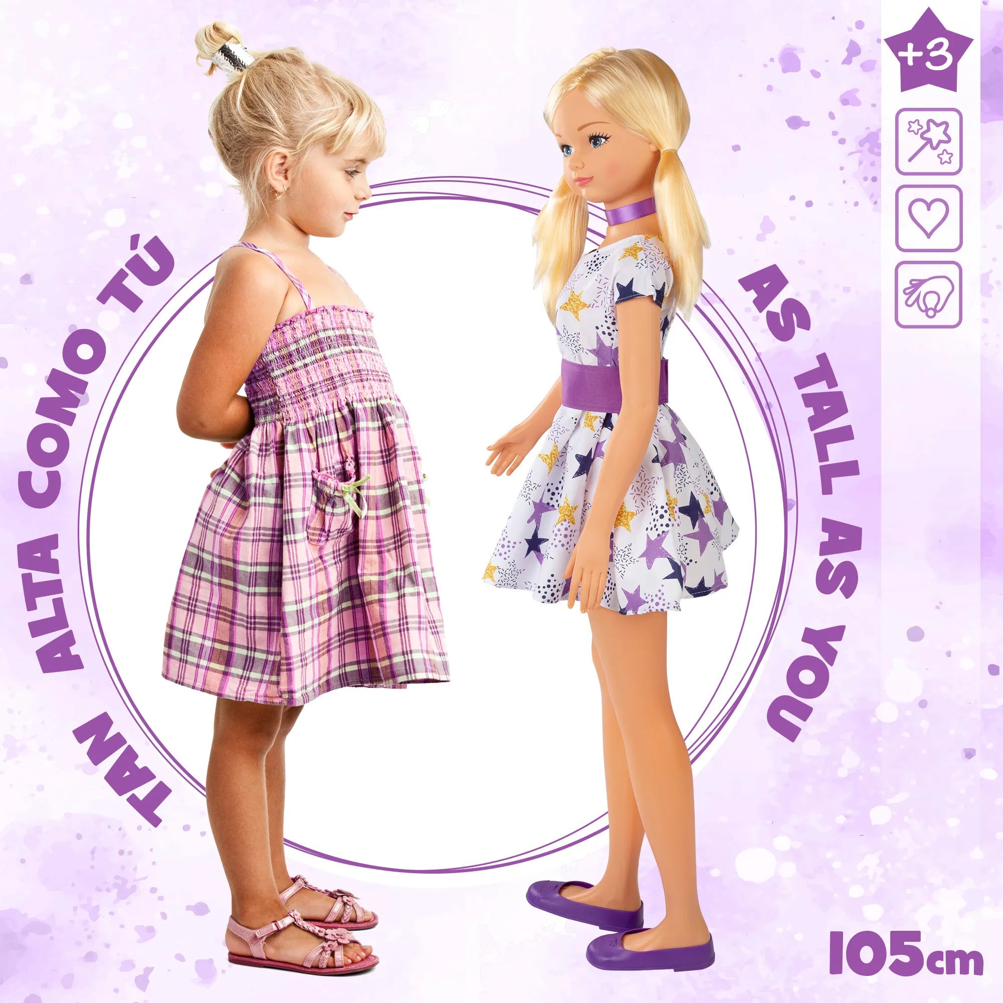 COLORBABY TOYS -  Muñeca grande de 1 metro María, cabeza, brazos y piernas articulados, mide 105 cm, peina su pelo y juega a vestirla, muñecas de juguete, juguetes infantiles, juego simbólico, juegos para niños de 3 año