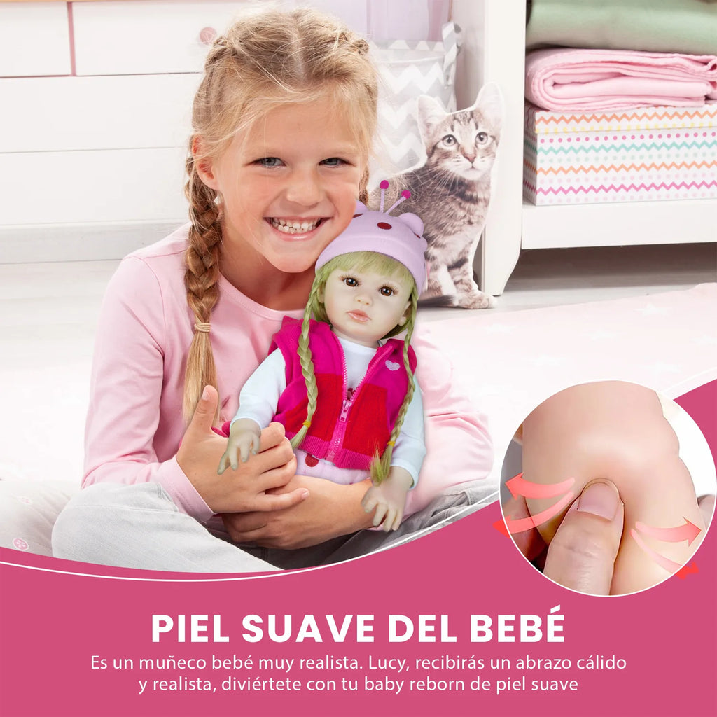 Cuddle Land® Muñeco Bebé tipo Reborn de 47cm con Ropa, Pañal, Biberon y Chupete – Juguete Tierno para Niñas y Niños a Partir de 3 Años – Extremidades Móviles y Tacto Suave para Abrazar y Jugar