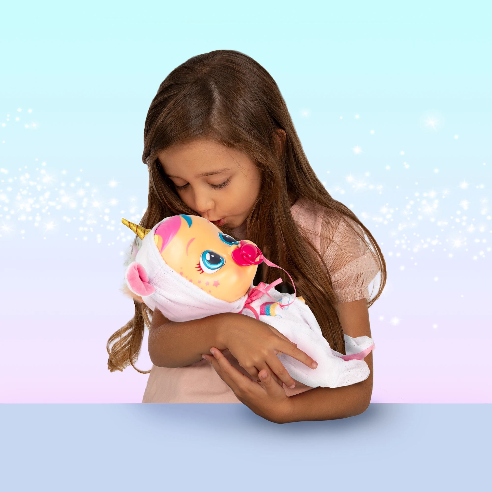 BEBÉS LLORONES Fantasy Dreamy Unicornio Muñeca interactiva que llora de verdad con Chupete y Pijama - Juguete y Regalo para niñas y niños +18 Meses