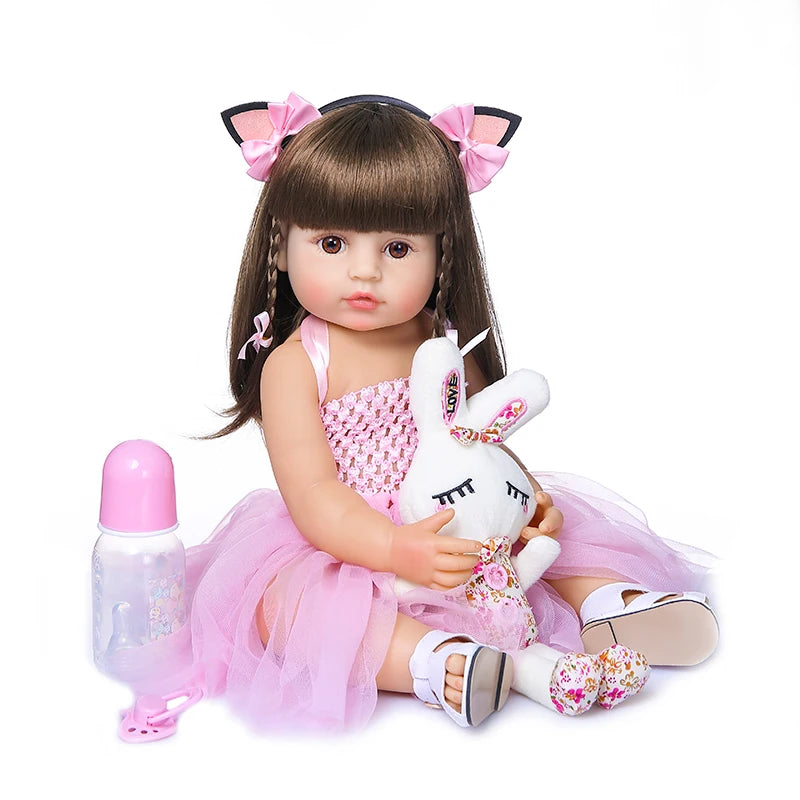 NPK 50CM cuerpo completo silicona suave Popular dulce cara Reborn niño niña muñeca cumpleaños regalo de Navidad muñeca de alta calidad