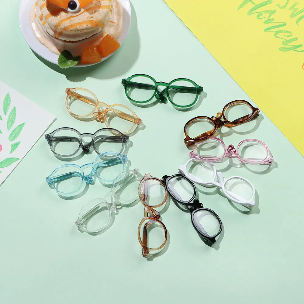 Mini gafas para muñeca Blythe, accesorios, marco redondo, lentes transparentes, decoración de juguetes, 1 Uds.