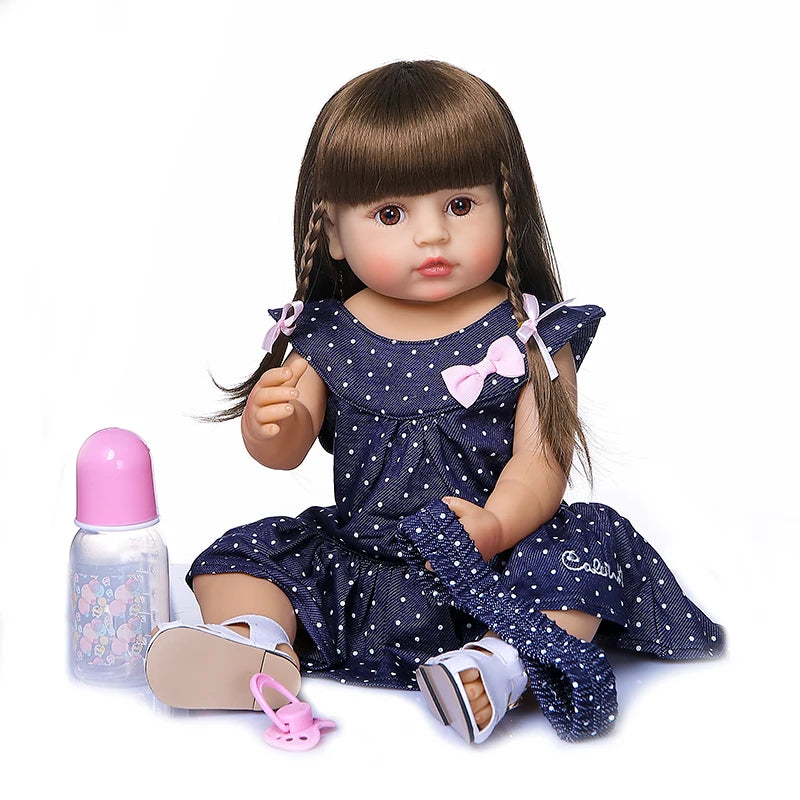 NPK 50CM cuerpo completo silicona suave Popular dulce cara Reborn niño niña muñeca cumpleaños regalo de Navidad muñeca de alta calidad