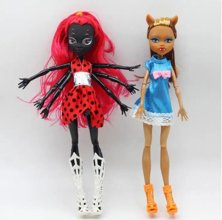 Muñecas monstruo de moda de alta calidad, Dráculaura/Clawdeen Wolf/Frankie Stein/negro WYDOWNA Spider, cuerpo móvil, juguetes para niñas