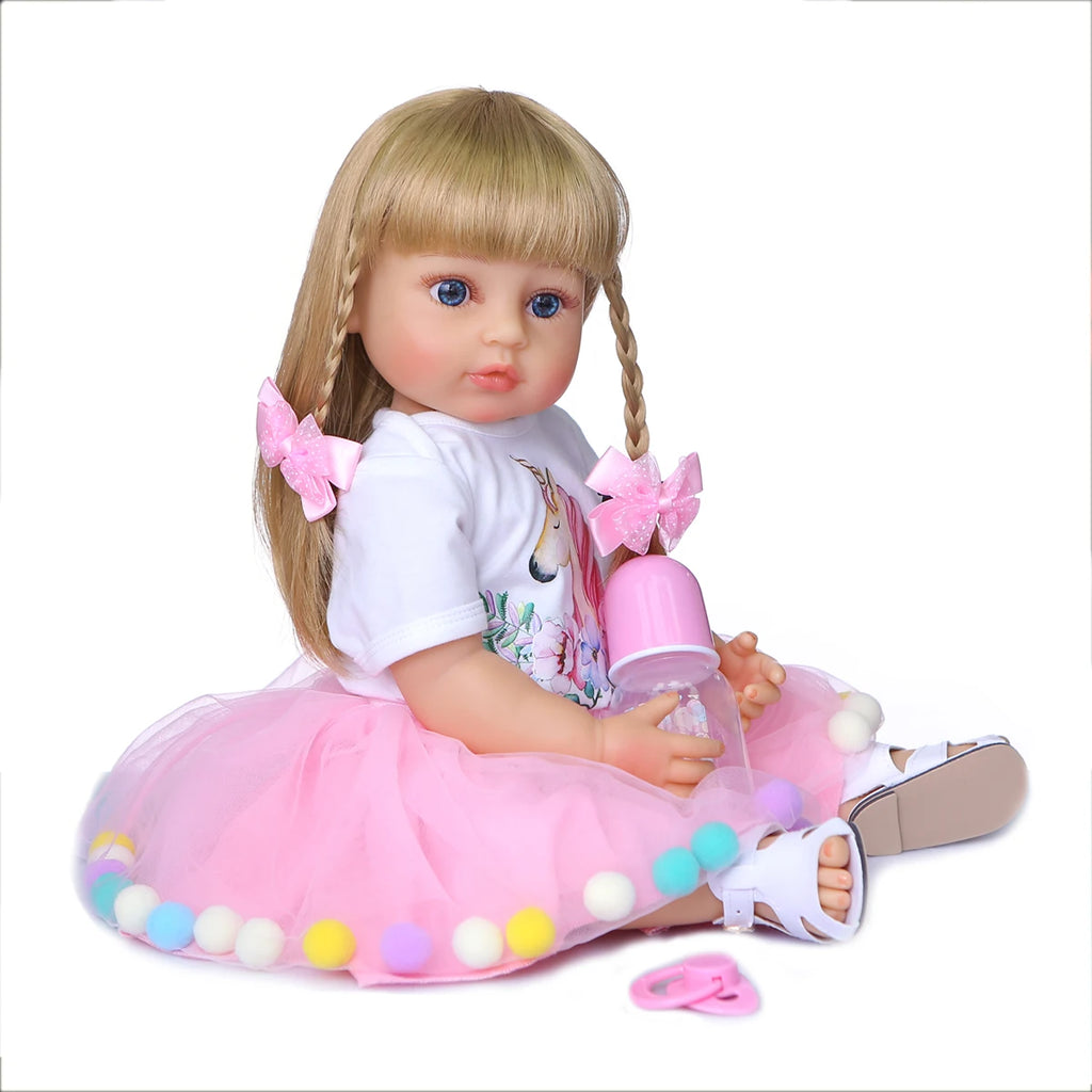 NPK 50CM cuerpo completo silicona suave Popular dulce cara Reborn niño niña muñeca cumpleaños regalo de Navidad muñeca de alta calidad
