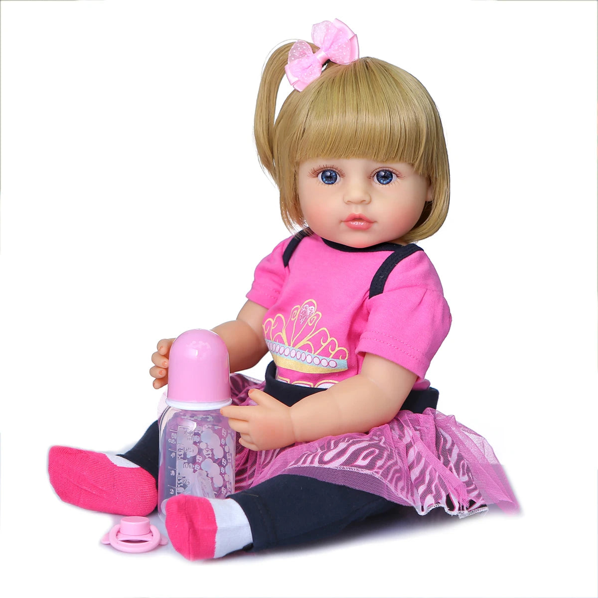 NPK 50CM cuerpo completo silicona suave Popular dulce cara Reborn niño niña muñeca cumpleaños regalo de Navidad muñeca de alta calidad