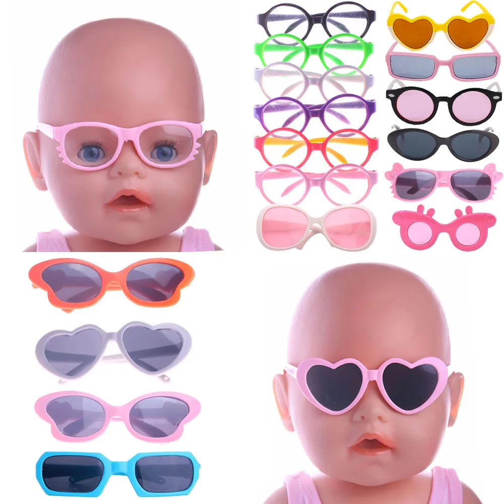 Ropa para muñecas, gafas, accesorios para muñecas en 10 colores, aptos para muñecas americanas de 18 pulgadas, regalo y muñeca nacida de 43Cm, bebé para nuestra generación, juguete para niñas