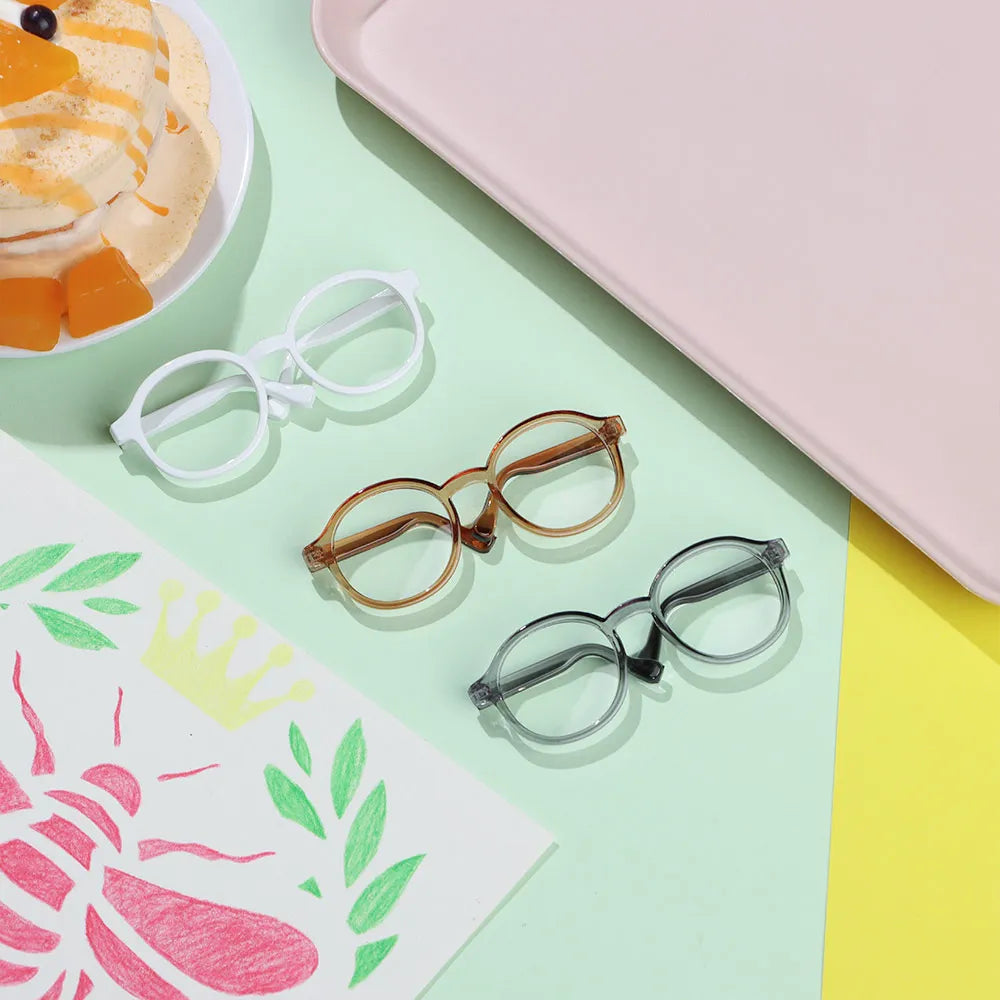 Mini gafas para muñeca Blythe, accesorios, marco redondo, lentes transparentes, decoración de juguetes, 1 Uds.