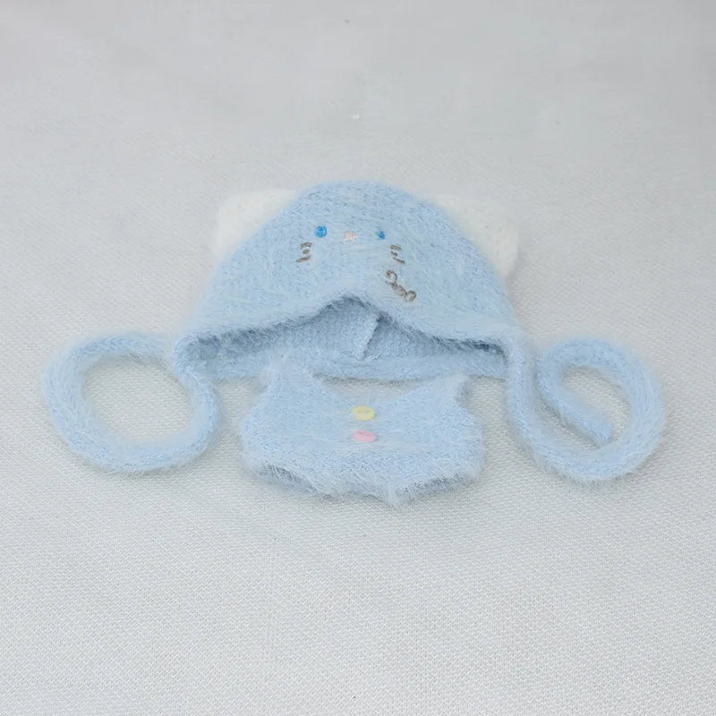Accesorio de ropa para muñeca de algodón de 10cm, Mini Labubu, ropa de vestir, conjunto de sombrero de Animal bonito, Kits de juguetes de Navidad, regalos