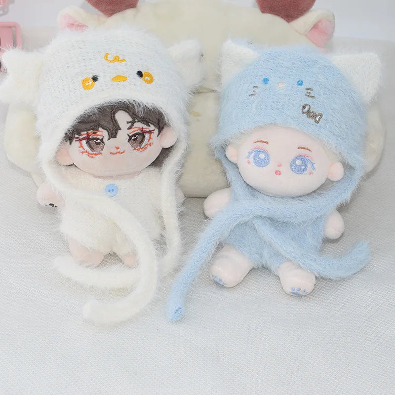 Accesorio de ropa para muñeca de algodón de 10cm, Mini Labubu, ropa de vestir, conjunto de sombrero de Animal bonito, Kits de juguetes de Navidad, regalos