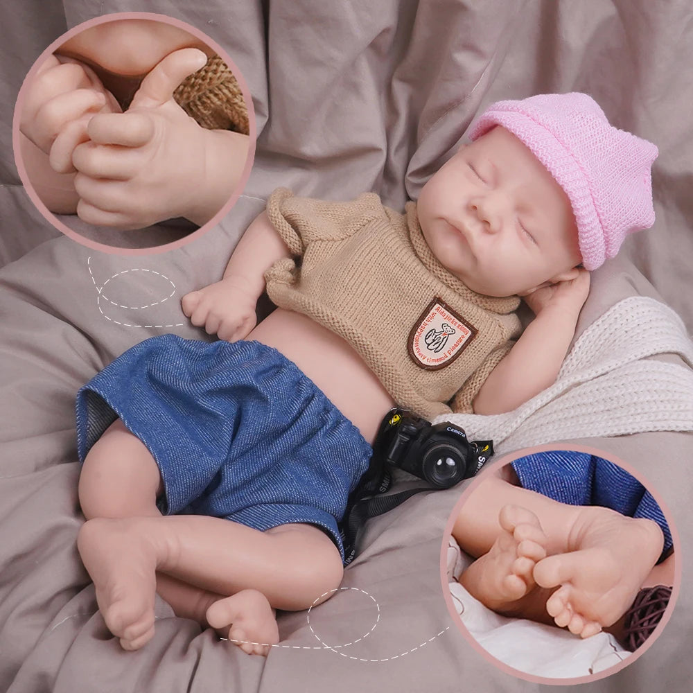 Muñeca de reencarnación de niño de silicona de 17,72 pulgadas con tacto suave y muñeca de diseño realista, juguete para regalo 🎁