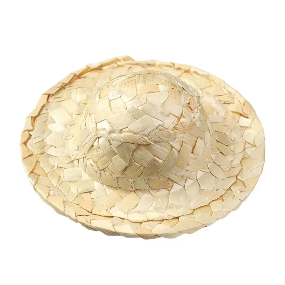 Sombrero de paja tejido para manualidades de varios tamaños, decoración artesanal, gorros para muñecas, juguetes, accesorios para muñecas Diy