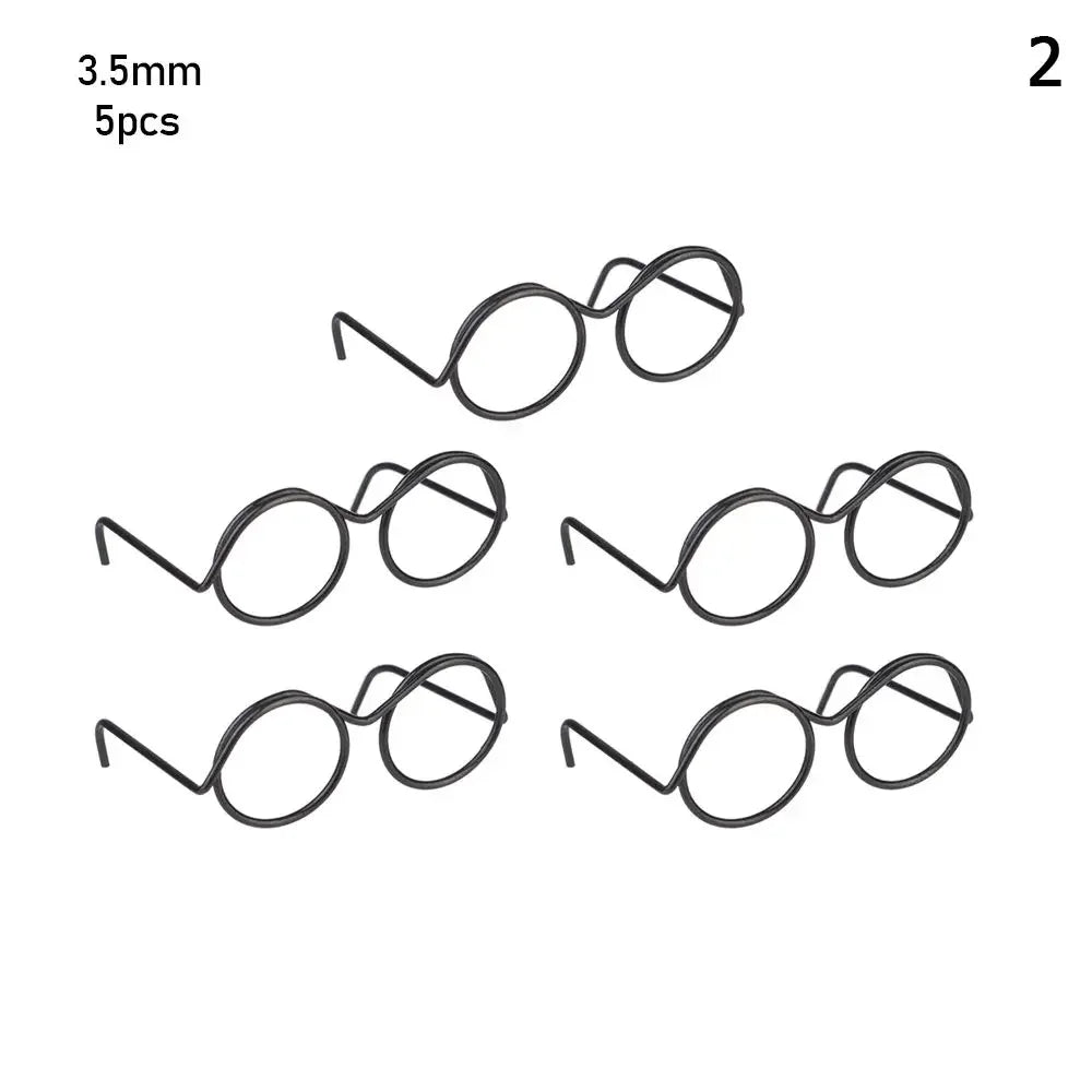 5 uds Retro negro Metal sin lentes gafas redondas muñeca gafas marco para Bjd moda juguete de peluche gafas muñecas accesorios juguete para niños