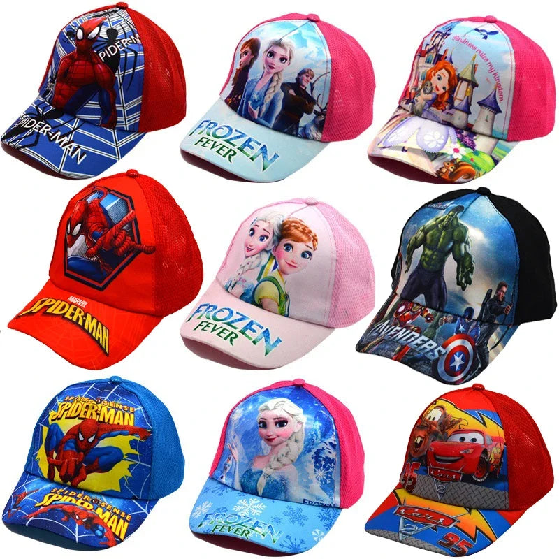 Sombrero de dibujos animados de Disney para niño y niña, gorra de viaje con diseño de princesa Frozen, Mickey Mouse, Spiderman y Mickey, juguetes de regalo para niños de 2 a 8 años, novedad