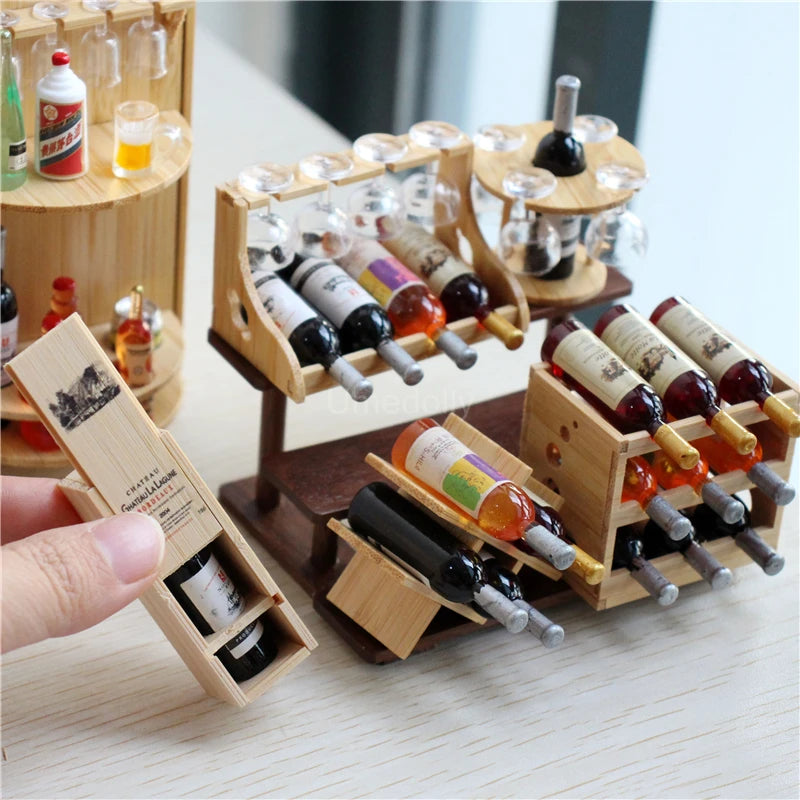 Estante clásico para copas de vino tinto, casa de muñecas en miniatura a escala 1:6, accesorios para muñecas Blyth BJD, juguete