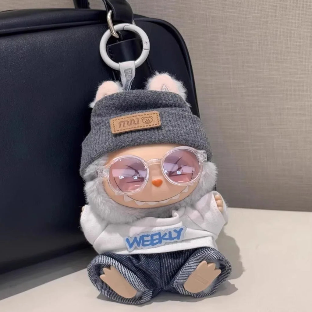 Mini Ropa para muñecas, accesorios para Ropa Labubu Idol, muñeca de algodón de 10cm, mochila Canva 1/6, gafas, sombrero, regalo de Ropa