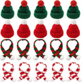 12/24 Uds Mini gorro de punto Mini bufanda de Navidad conjunto Mini sombreros de Papá Noel para manualidades Mini decoraciones navideñas adornos de árbol