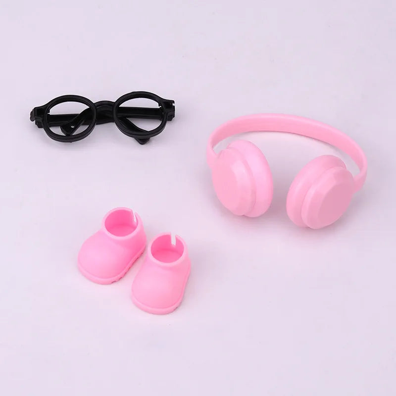 Para muñeca labubu de 15/17cm, auriculares de colores Macaron, gafas, zapatos, muñecos de peluche labubu, diseño 3,0, accesorios de juguetes de ropa diy
