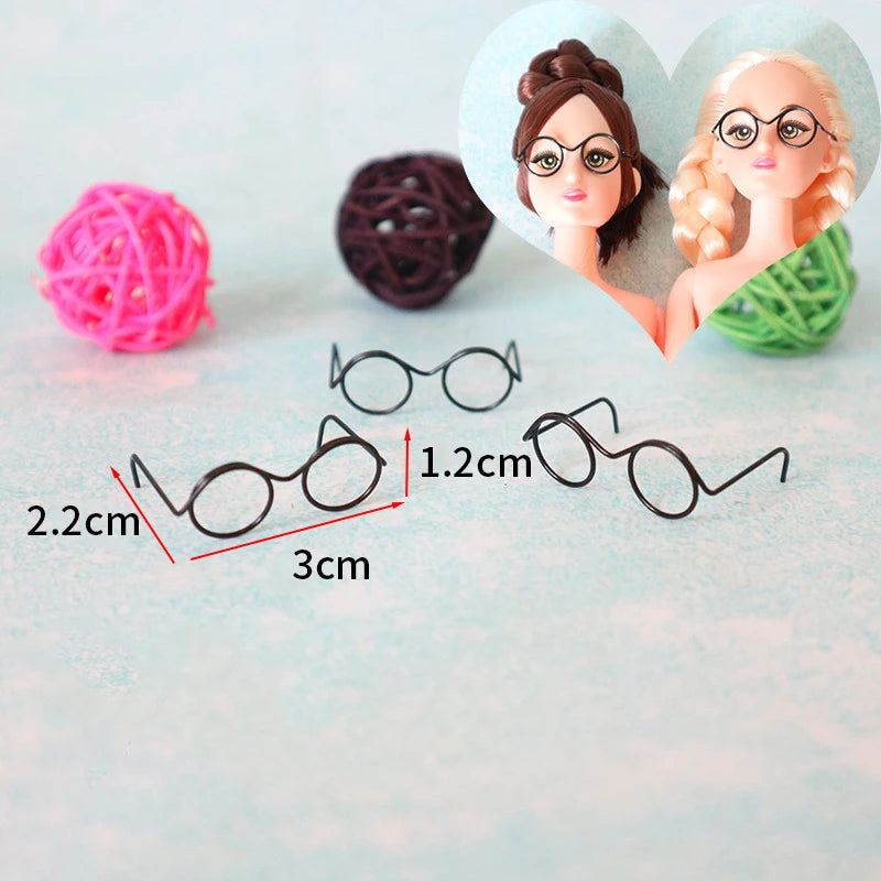 5 uds. De bonitas gafas redondas para muñecas, montura para Bjd, gafas de juguete de peluche a la moda, accesorios DIY, juguetes de vestir para niñas