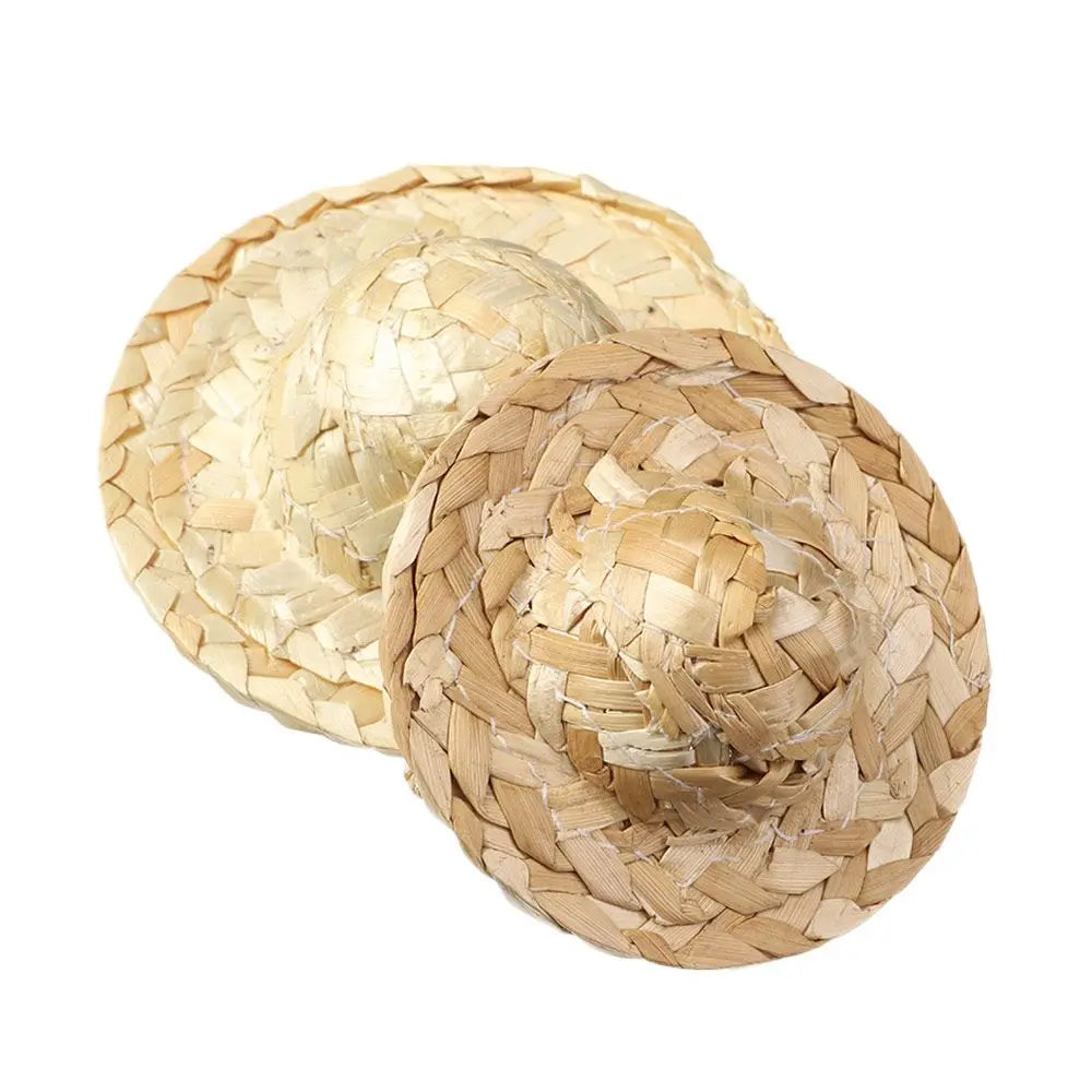 Sombrero de paja tejido, decoración artesanal, gorros para muñecas, manualidades de varios tamaños, juguetes bonitos, accesorios para muñecas