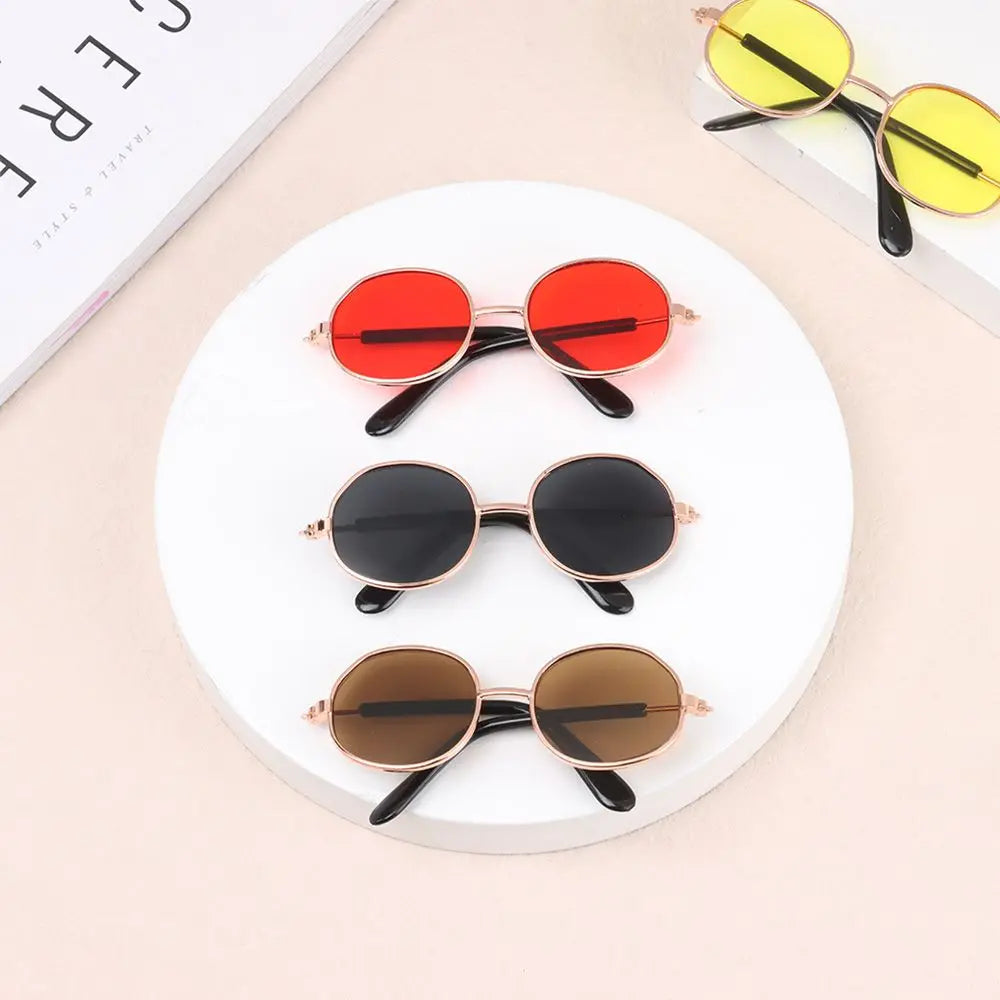 Gafas de sol en miniatura para muñeca Blythe, anteojos con montura de Metal, accesorios para muñecas Blythe, accesorio para gafas de felpa, 8,5 cm