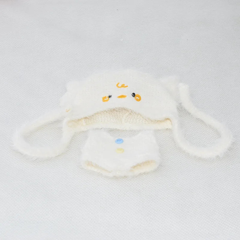Accesorio de ropa para muñeca de algodón de 10cm, Mini Labubu, ropa de vestir, conjunto de sombrero de Animal bonito, Kits de juguetes de Navidad, regalos