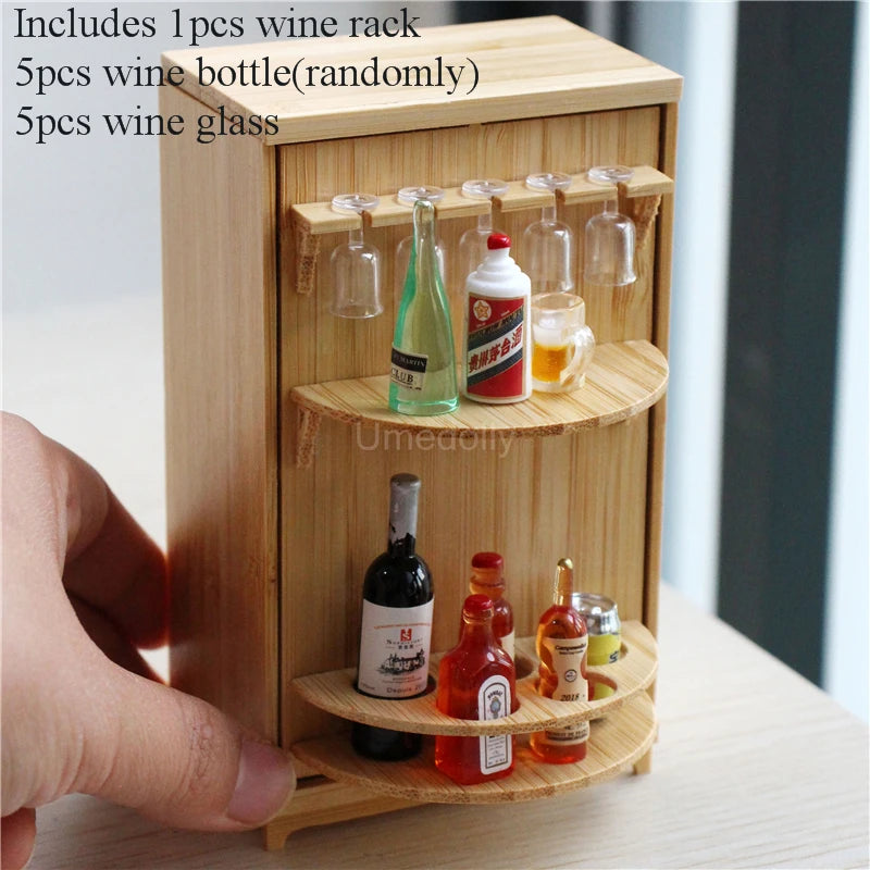 Estante clásico para copas de vino tinto, casa de muñecas en miniatura a escala 1:6, accesorios para muñecas Blyth BJD, juguete