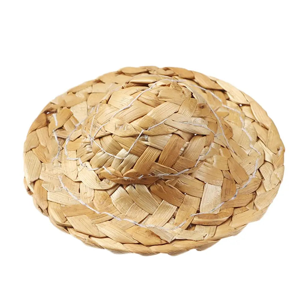 Mini sombrero de paja tejido, accesorios para muñecas, decoración DIY, manualidades, juguetes lindos, varios tamaños