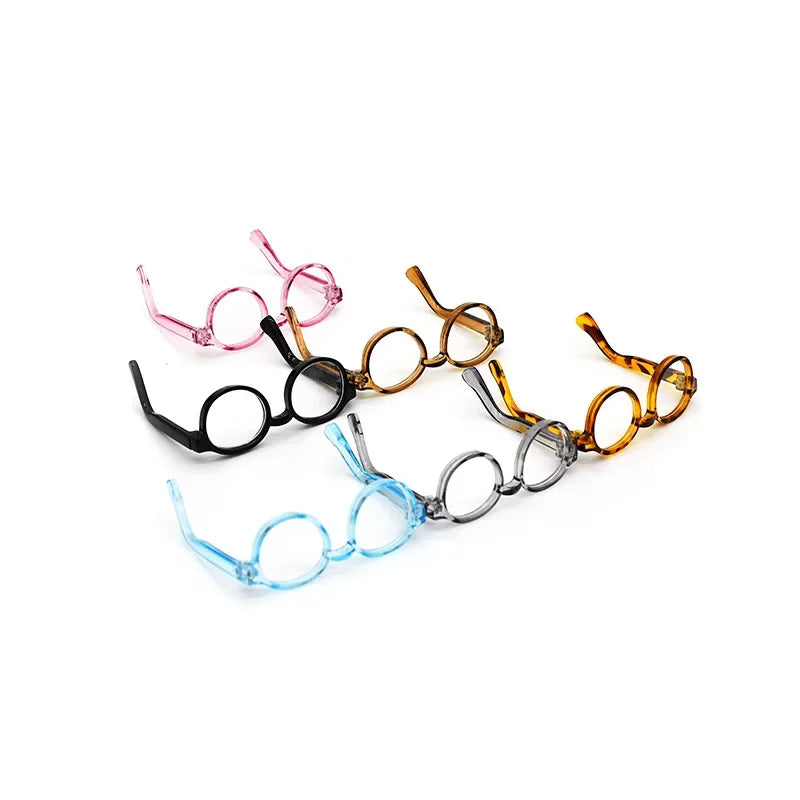 Gafas para muñecas Labubu de 17cm, gafas para muñecas de 6,5 cm de longitud, lentes transparentes, montura redonda, gafas, accesorios de ropa para muñecas