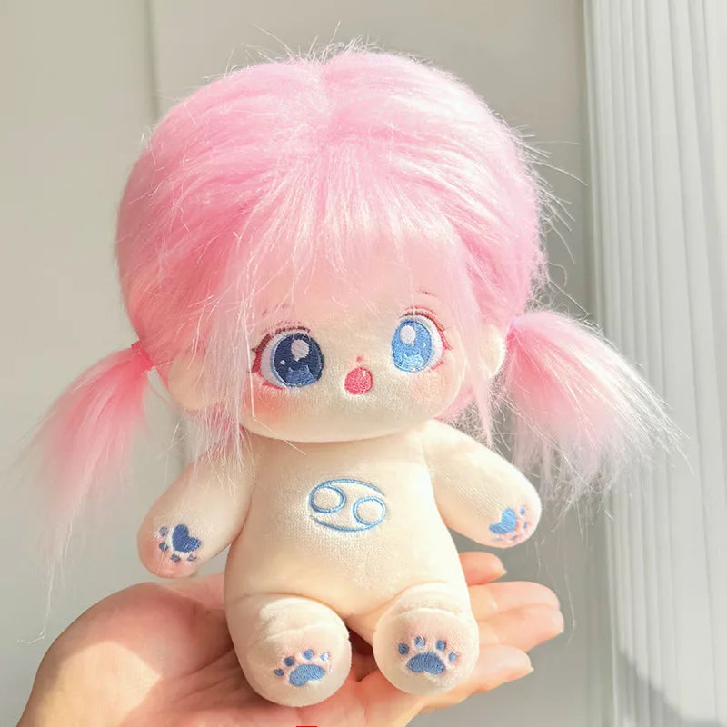 Muñeco de peluche de algodón Kawaii de 20cm, figura de superestrella rellena de ídolo, muñeco de doce constelaciones que puede cambiar ropa, regalo