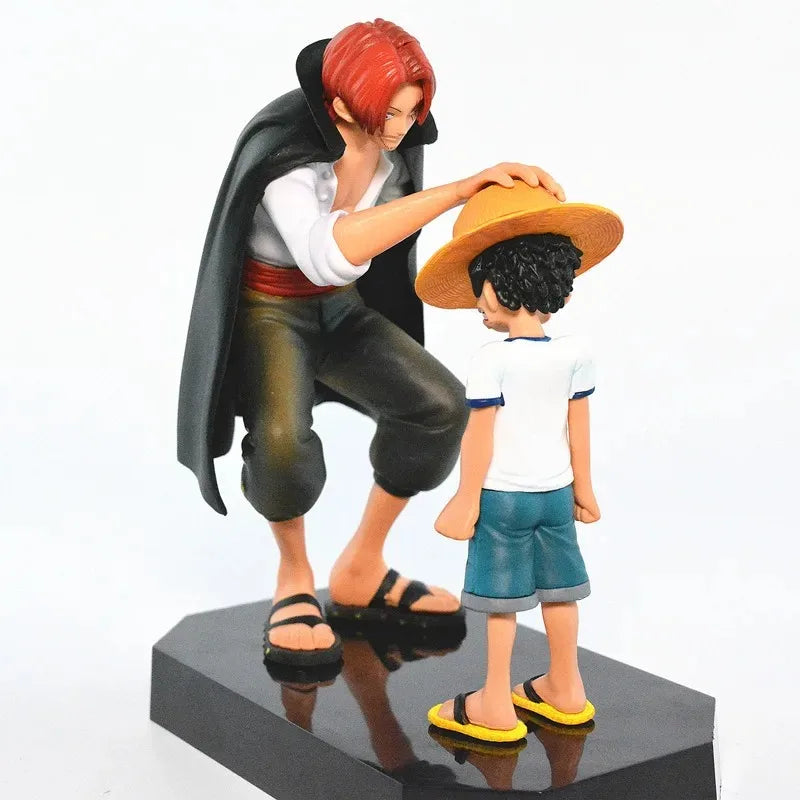 Figura de acción de una pieza de 18cm, mono de PVC D Luffy, sombrero de paja Luffy, vástagos de pelo rojo, cabeza de Pat, juguete, estatua de Anime, adornos modelo