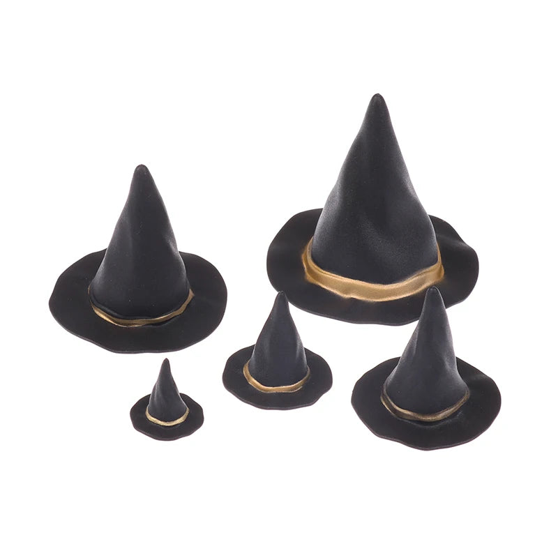 Sombreros pequeños de tela de fieltro para muñeca, cubierta de adorno, sombrero de bruja en miniatura, sombreros pequeños para decoración de pastel, juguete de decoración de Halloween, 6/10 piezas