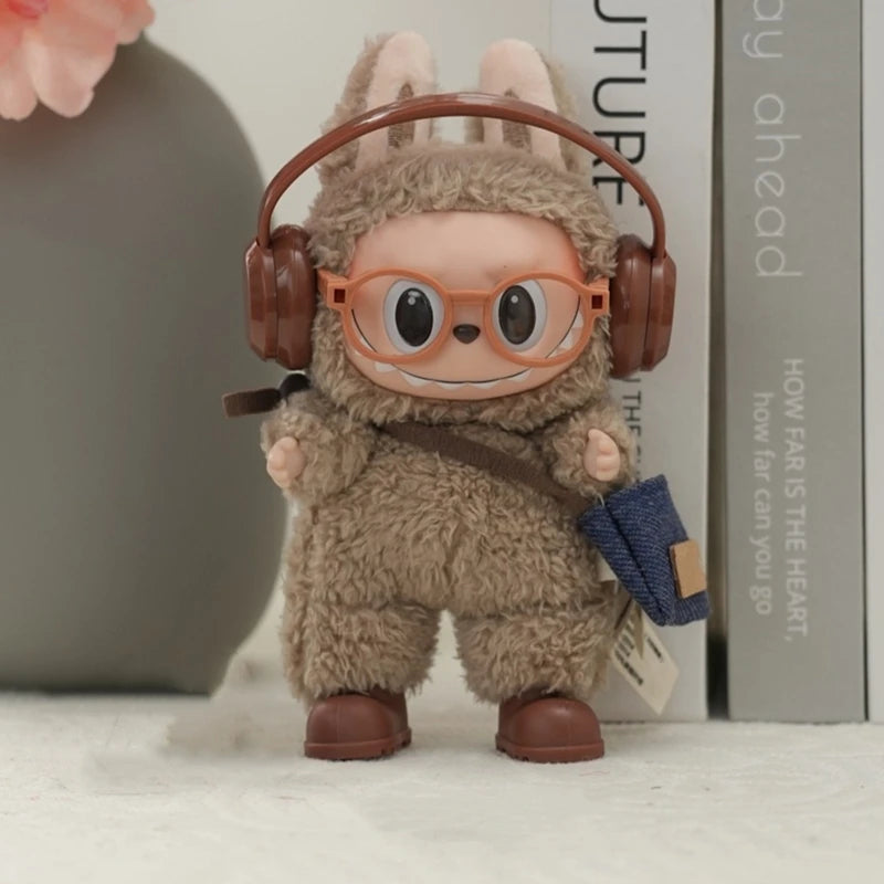 Accesorios DIY para zapatos labubu V1 V2 sin lentes, gafas, elegante juego de auriculares de plástico, decoración de muñecos de peluche, regalo de cumpleaños