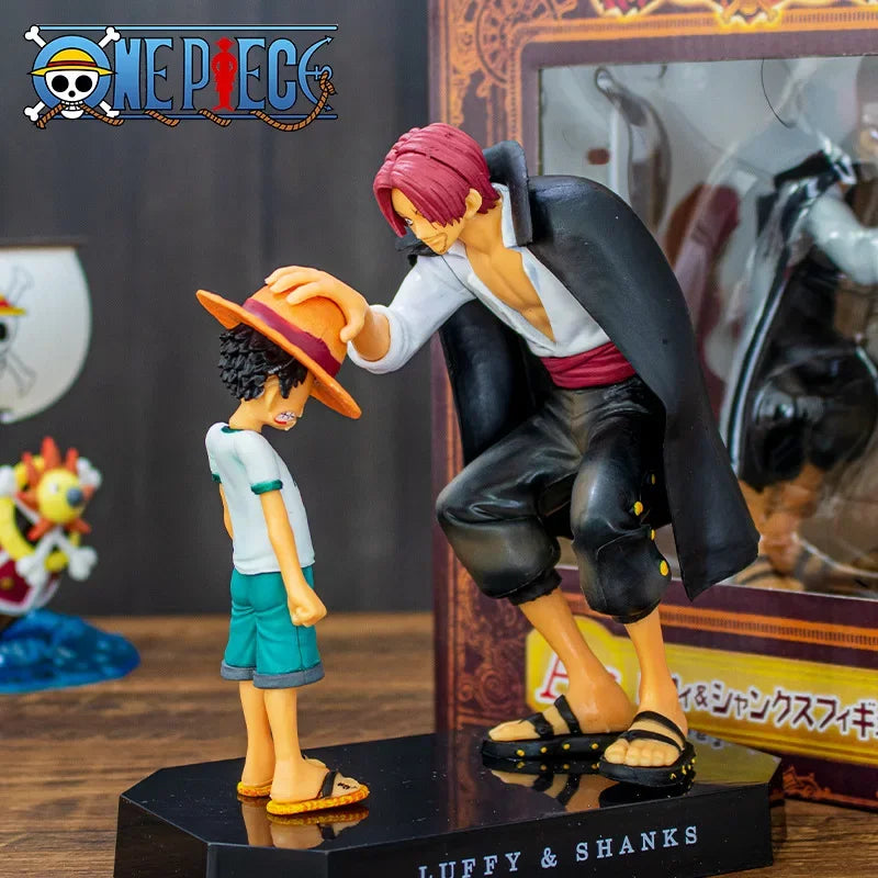 Figura de acción de una pieza de 18cm, mono de PVC D Luffy, sombrero de paja Luffy, vástagos de pelo rojo, cabeza de Pat, juguete, estatua de Anime, adornos modelo