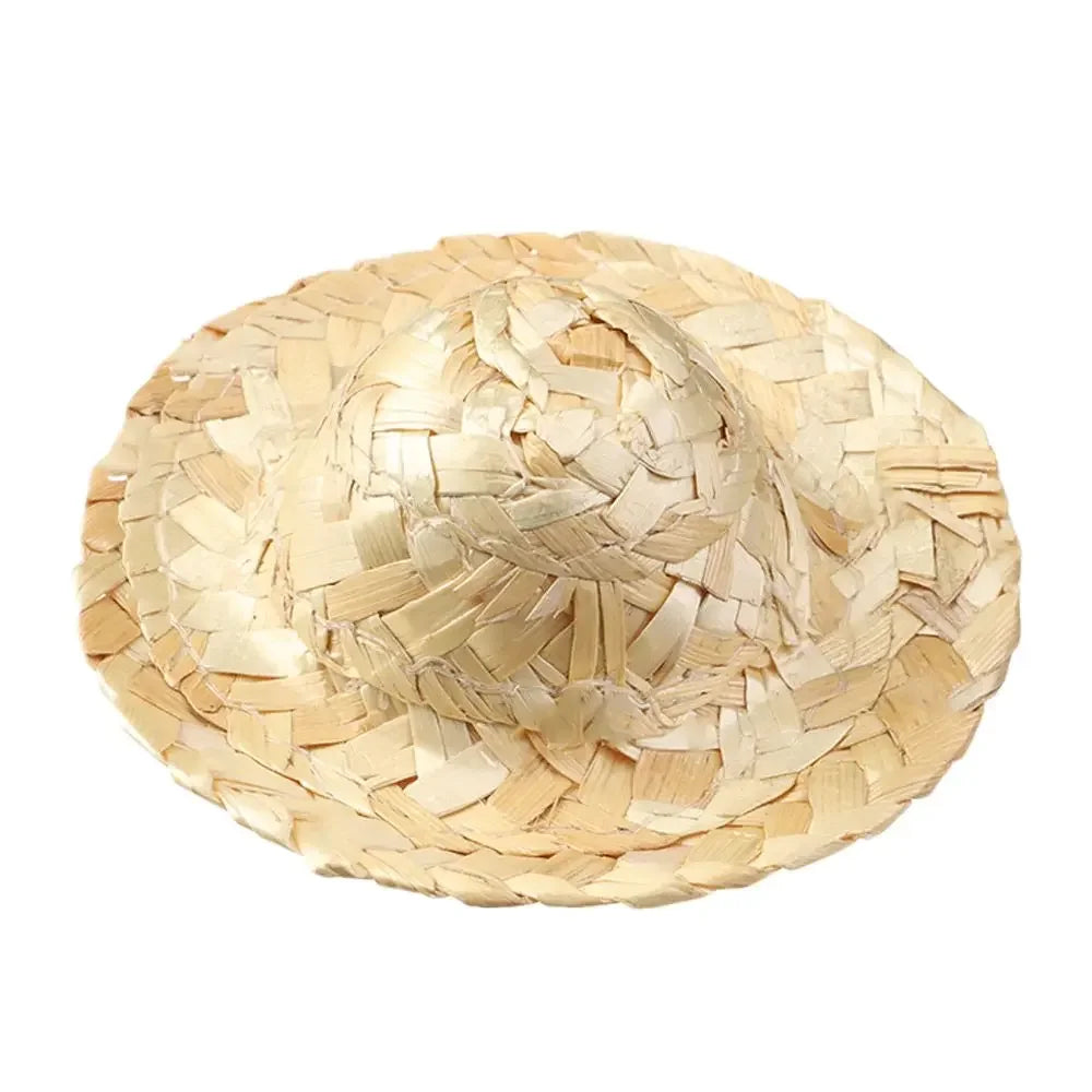 Sombrero de paja tejido para manualidades de varios tamaños, decoración artesanal, gorros para muñecas, juguetes, accesorios para muñecas Diy