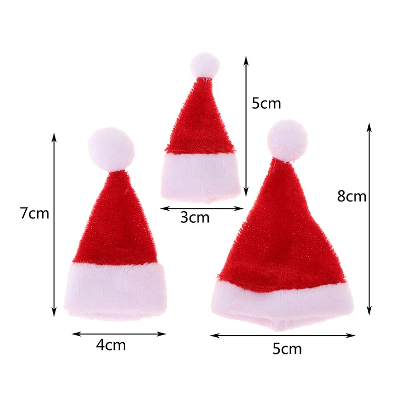 Sombrero de Papá Noel en miniatura para casa de muñecas, accesorios para muñecas, sombrero rojo, decoración del hogar, regalo de Navidad para niños, 2 piezas