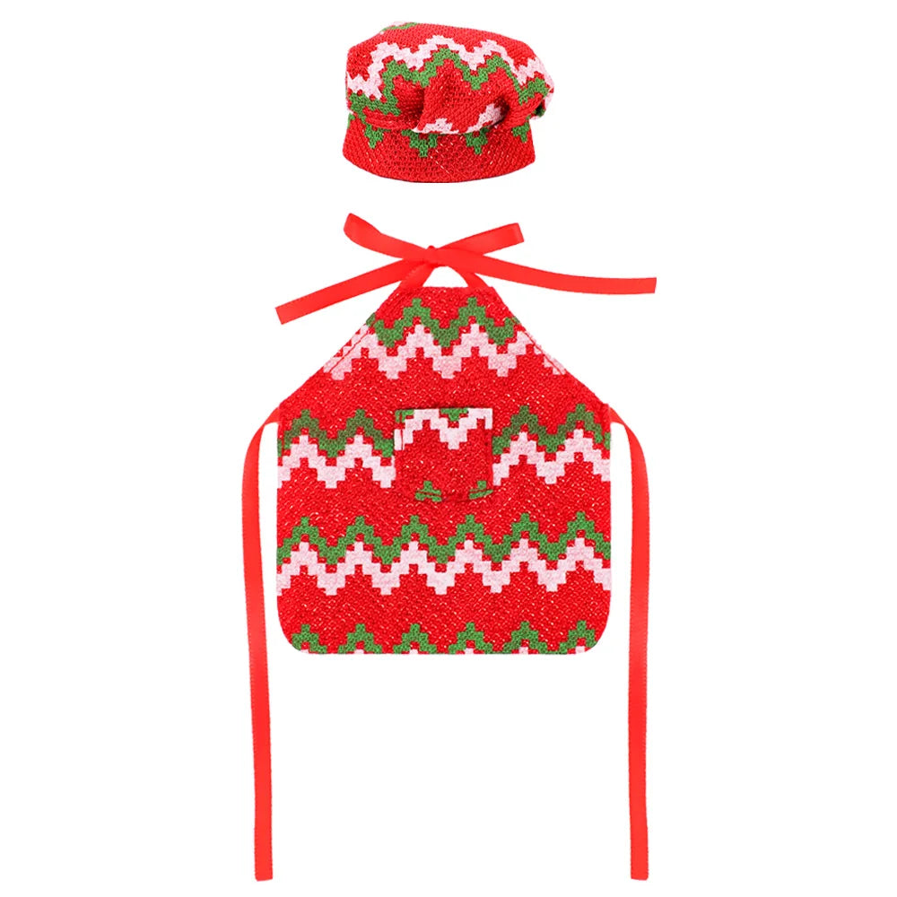 Delantal con estampado de muñeca Pop, sombrero de Chef, estilo de patrón navideño para muñecas Bjd 1/6 y accesorios para muñecas navideñas de espíritu de 30Cm, juguetes para niñas