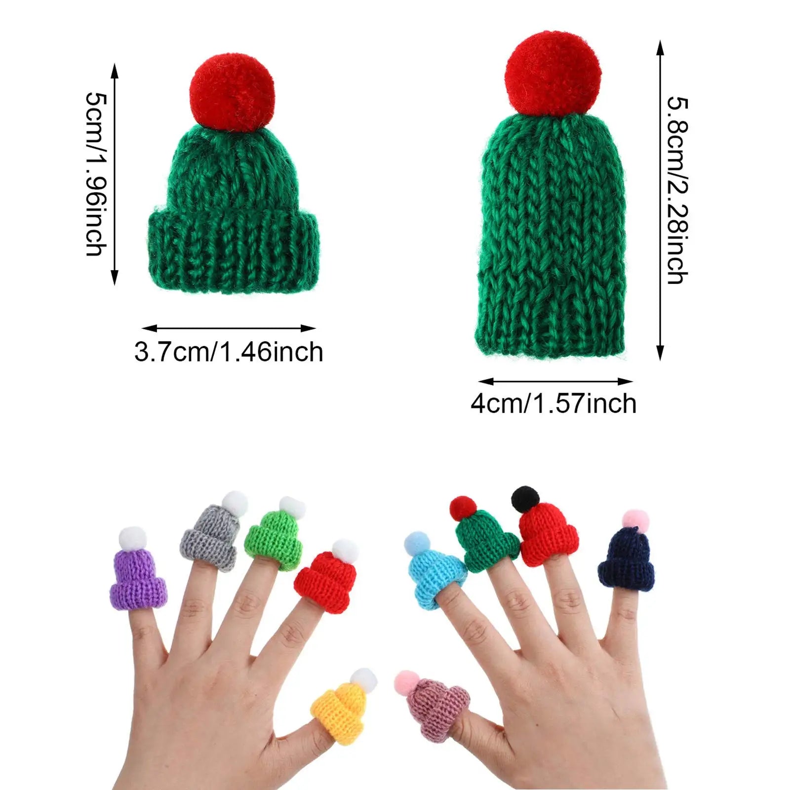 20/40 Uds. Bonitos sombreros de muñeca, gorro tejido de Navidad, Mini sombreros de hilo de lana para manualidades, pequeños accesorios para el cabello tejidos para adorno de árbol