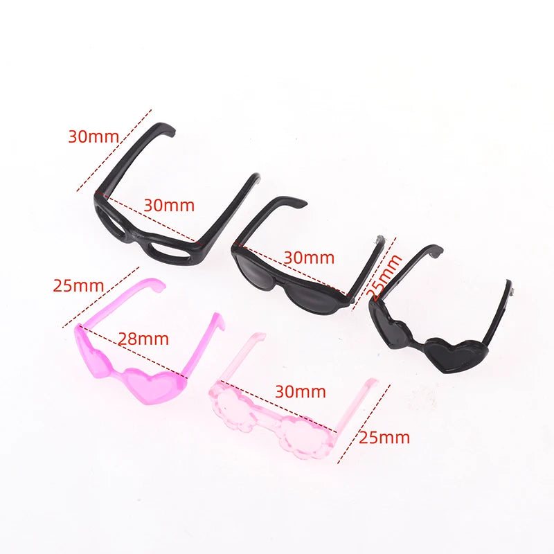 20 piezas Mini gafas de plástico con montura redonda, gafas para muñecas altas, juguete para niños, Mini gafas, accesorios aleatorios para muñecas