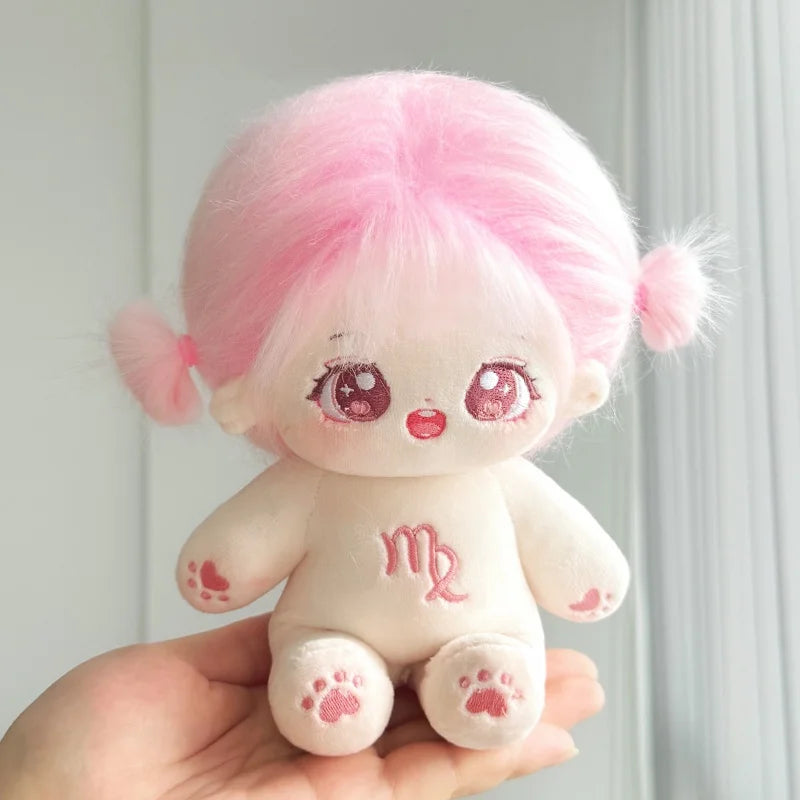 Muñeco de peluche de algodón Kawaii de 20cm, figura de superestrella rellena de ídolo, muñeco de doce constelaciones que puede cambiar ropa, regalo