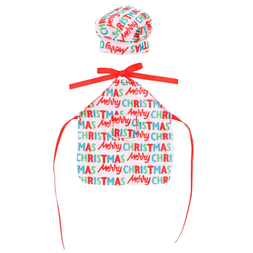 Delantal con estampado de muñeca Pop, sombrero de Chef, estilo de patrón navideño para muñecas Bjd 1/6 y accesorios para muñecas navideñas de espíritu de 30Cm, juguetes para niñas