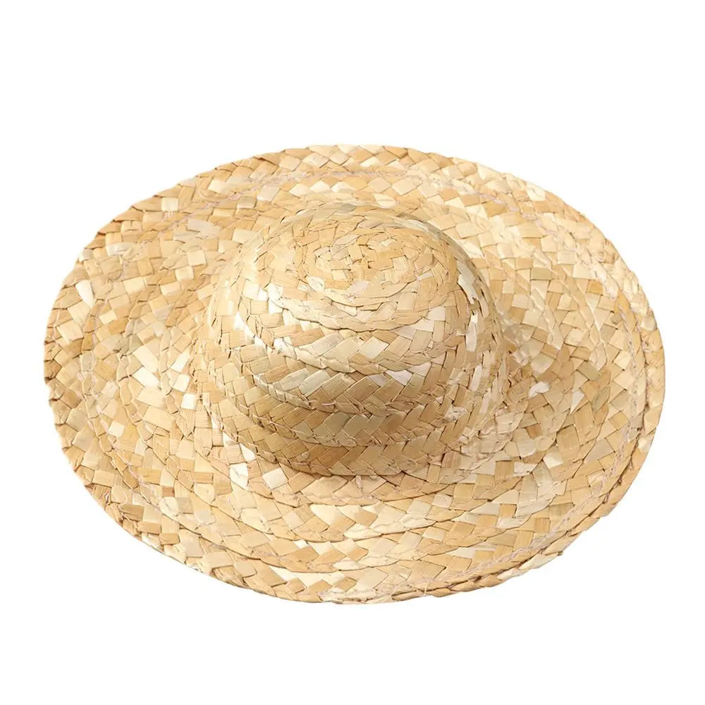 Mini sombrero de paja tejido, accesorios para muñecas, decoración DIY, manualidades, juguetes lindos, varios tamaños