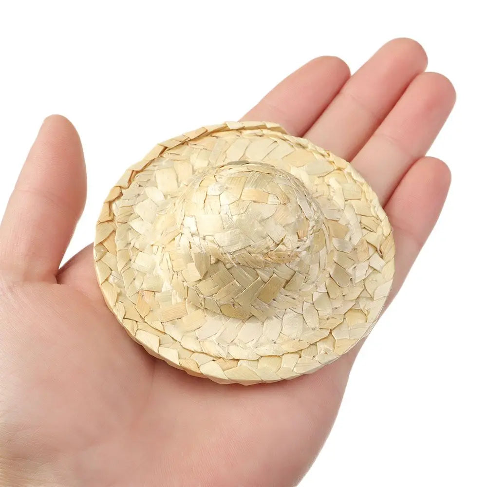 Sombrero de paja tejido, decoración artesanal, gorros para muñecas, manualidades de varios tamaños, juguetes bonitos, accesorios para muñecas