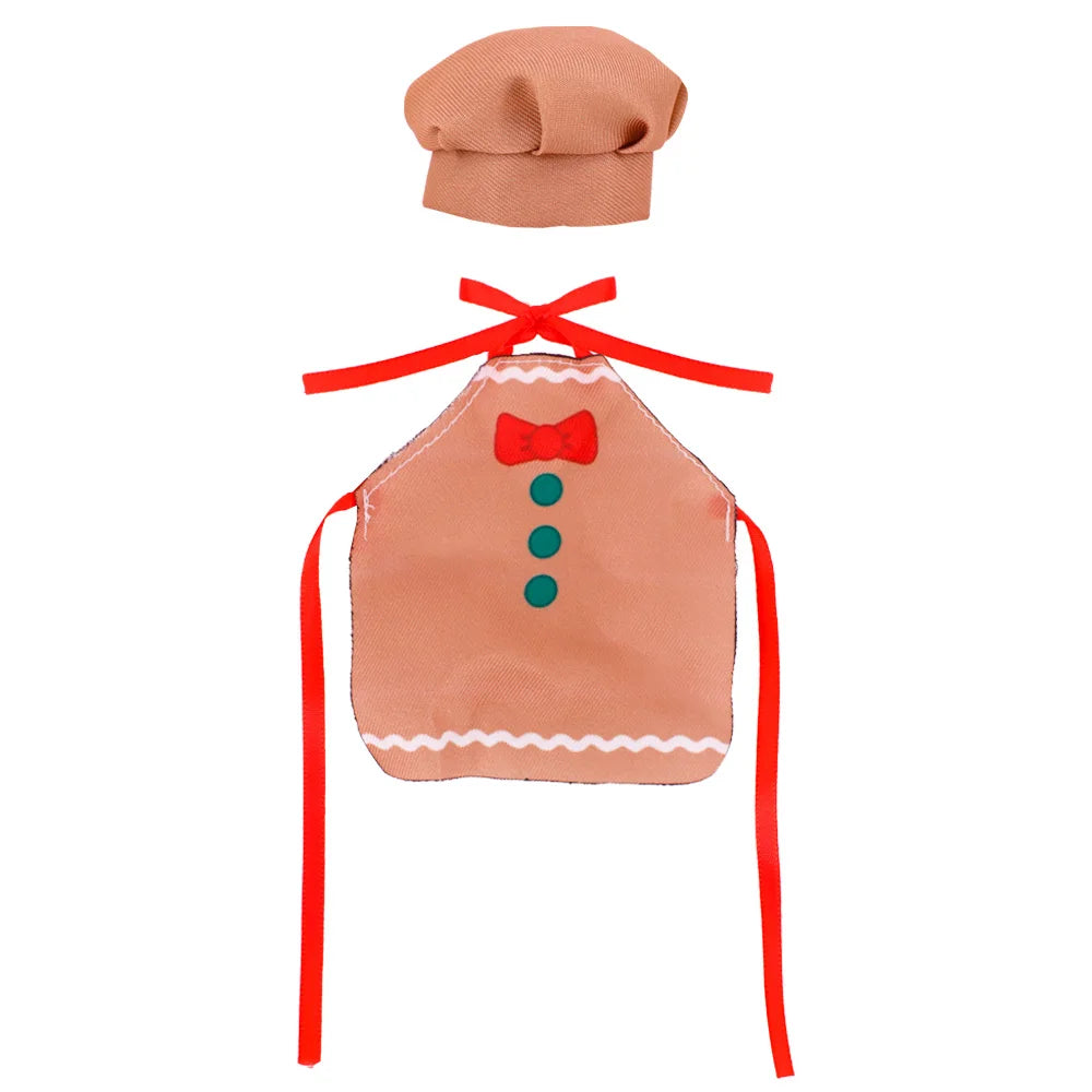 Delantal con estampado de muñeca Pop, sombrero de Chef, estilo de patrón navideño para muñecas Bjd 1/6 y accesorios para muñecas navideñas de espíritu de 30Cm, juguetes para niñas