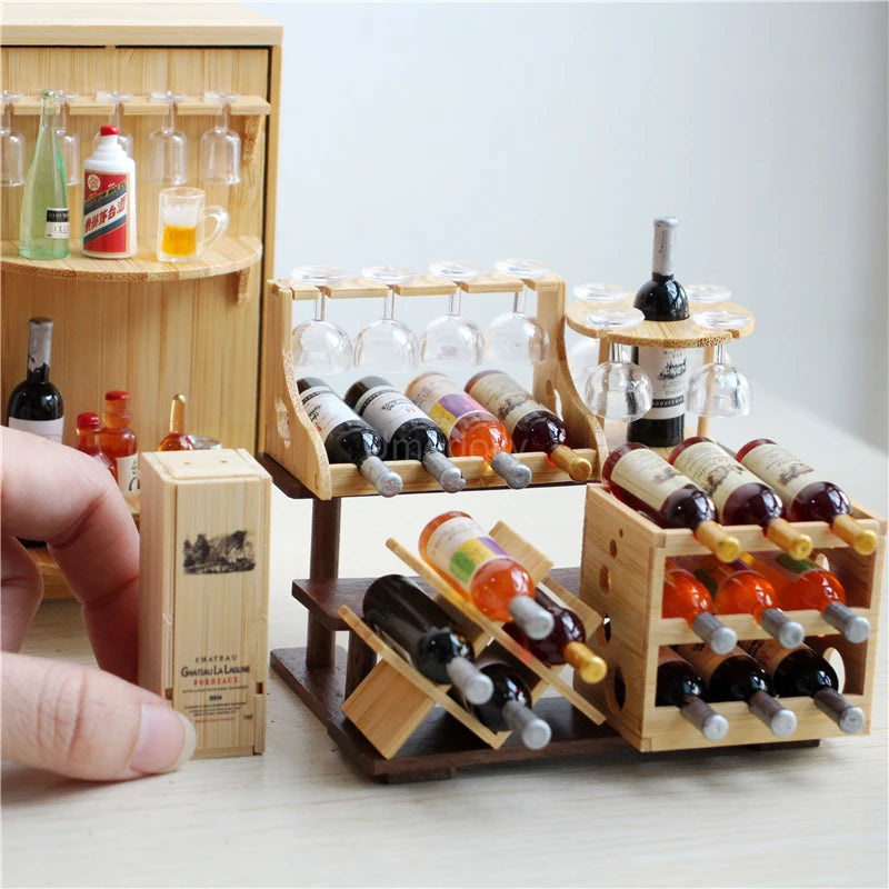 Estante clásico para copas de vino tinto, casa de muñecas en miniatura a escala 1:6, accesorios para muñecas Blyth BJD, juguete