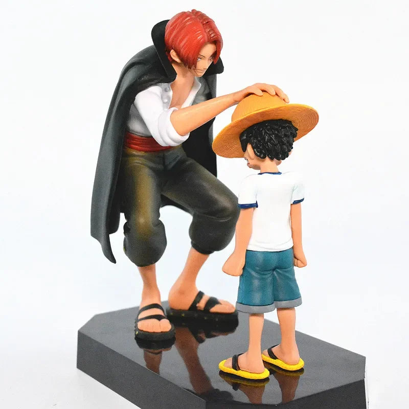 Figura de acción de una pieza de 18cm, mono de PVC D Luffy, sombrero de paja Luffy, vástagos de pelo rojo, cabeza de Pat, juguete, estatua de Anime, adornos modelo