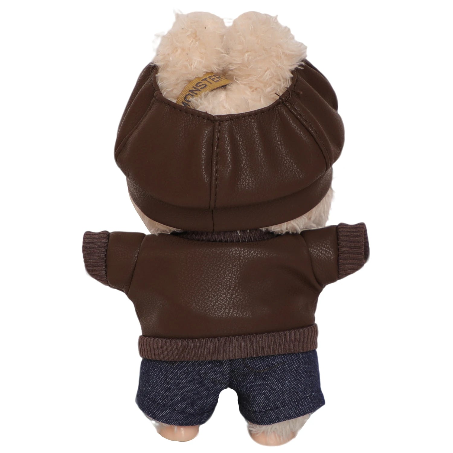 Para muñecas Labubu de 17cm, chaqueta de cuero negro + pantalones vaqueros + sombrero, traje, ropa Punk bonita para V1 V2 V3 Labubu, juguete de muñeca de algodón