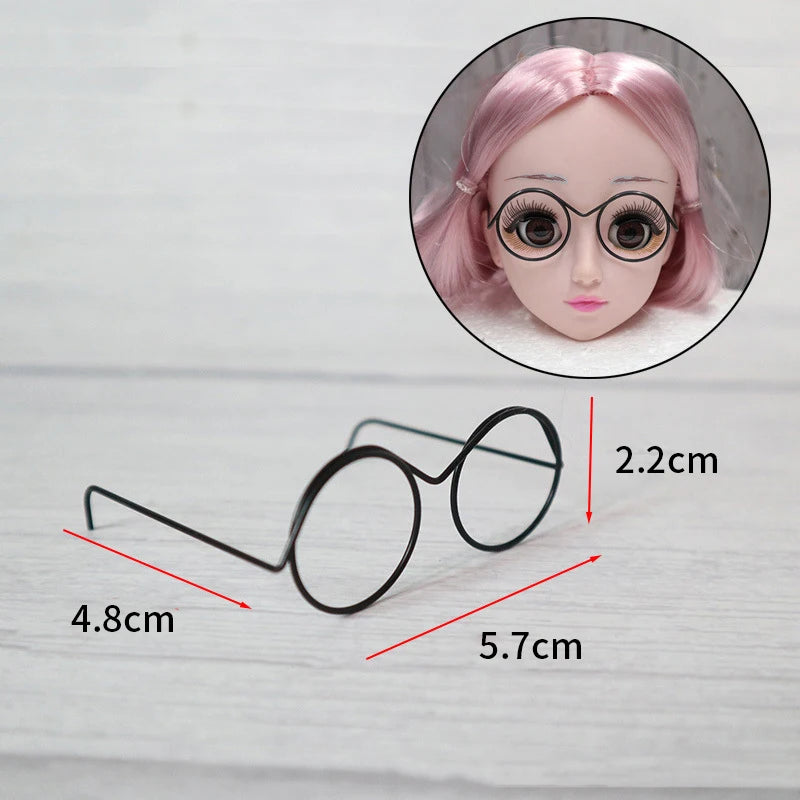 5 uds. De bonitas gafas redondas para muñecas, montura para Bjd, gafas de juguete de peluche a la moda, accesorios DIY, juguetes de vestir para niñas
